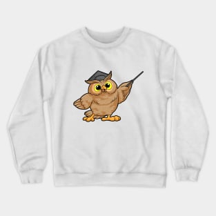 Owl as Teacher with Pointer Crewneck Sweatshirt